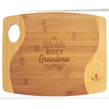 Load image into Gallery viewer, Pomona Bamboo Two Tone Cutting Board with Handle