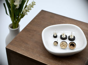 Set of 3 Wood Stud Earring